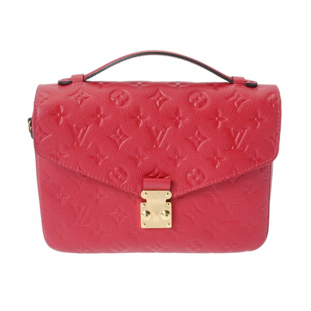 LOUIS VUITTON Monogram Empreinte Pochette Metis Cerise Red Leather Bag